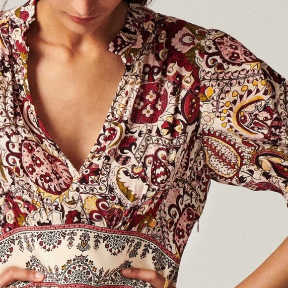 Ba&sh Zael Printed Midi Dress Size US 8 - Picture 4 of 14